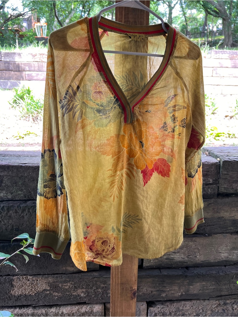 Vintage goa Floral V-Neck Women’s Tunic Top 100% cotton